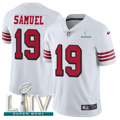 San Francisco 49ers Nike 19 Deebo Samuel White Super Bowl LIV 2020 Rush Men Stitched NFL Vapor Untouchable Limited Jersey